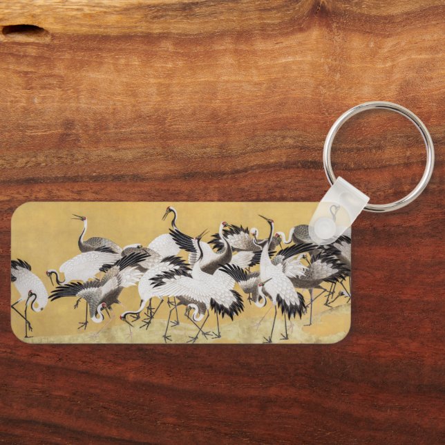 Flock av tranor (höger sida) av Ishida Yutei Nyckelring (Framsida)