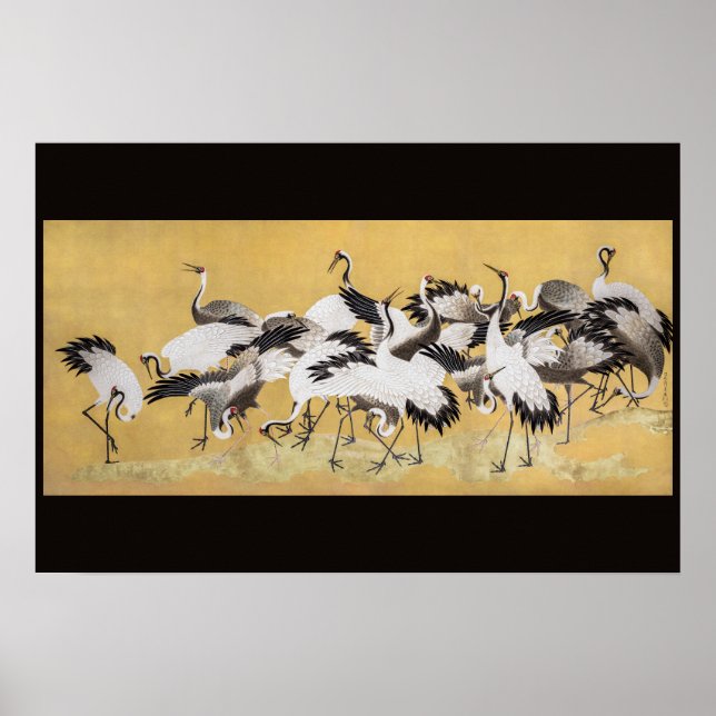 Flock av tranor (höger sida) av Ishida Yutei Poster (Framsidan)