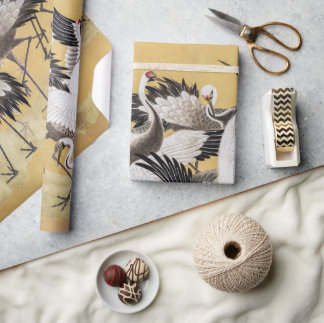 Flock av tranor (höger sida) av Ishida Yutei Presentpapper