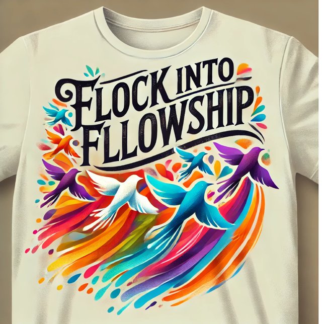 "Flock into Fellowship Multifärgad T-Shirt (Skapare uppladdad)