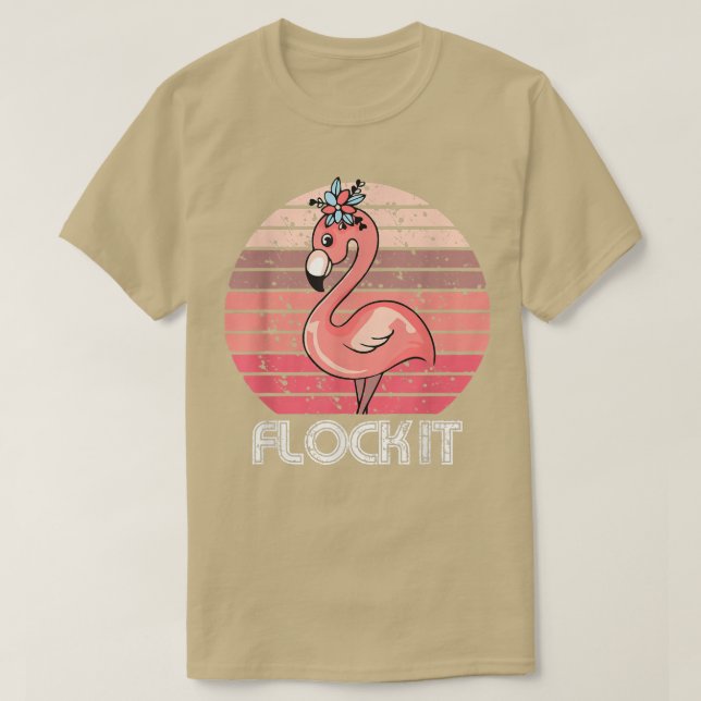 Flock it, Cute Flamingo För manar Women, Funny Pun T Shirt (Design framsida)