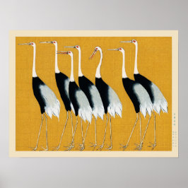 Flock Japansk röd Krona Cranes Ogata Korin Poster