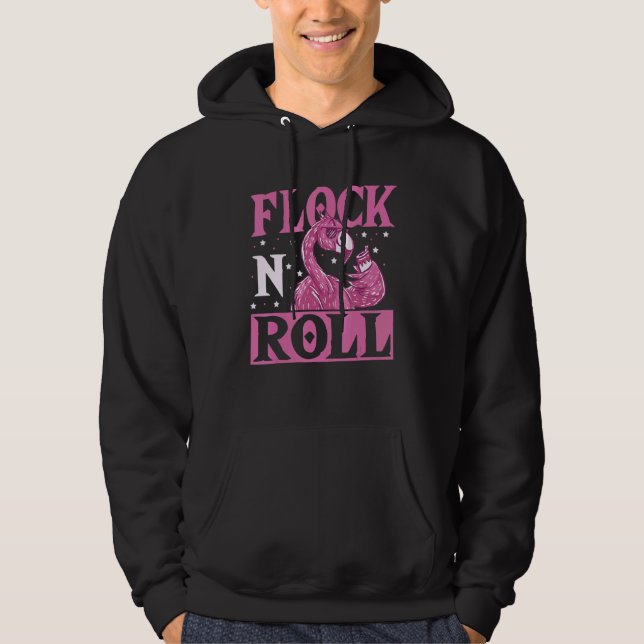 Flock n Roll Flamingo Rock and roll Hoodie (Framsida)