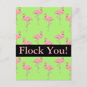 Flock You Rosa Flamingo Flockande Party Inbjudan Vykort