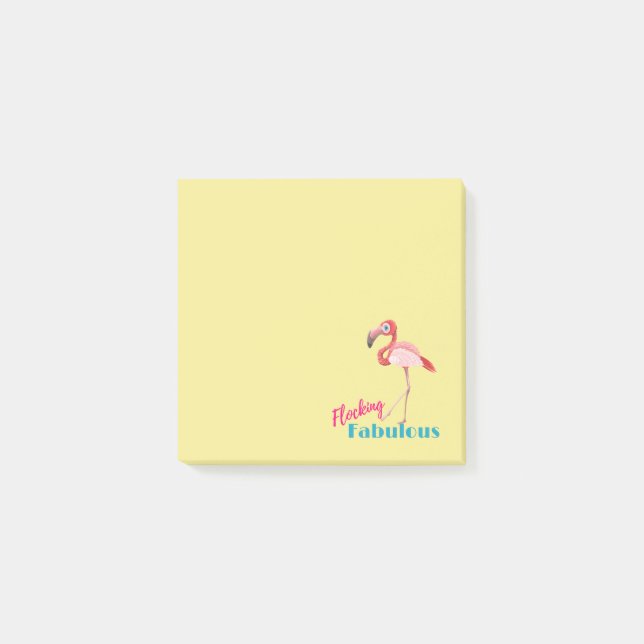 Flockande fantastisk typografi med rosa flamingo post-it block (Framsida)