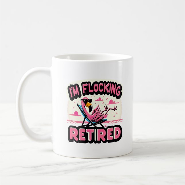 Flockande pensionerad Funny Pension Flamingo Kaffemugg (Vänster)
