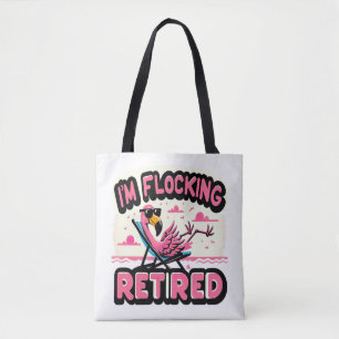 Flockande pensionerad Funny Pension Flamingo Tygkasse