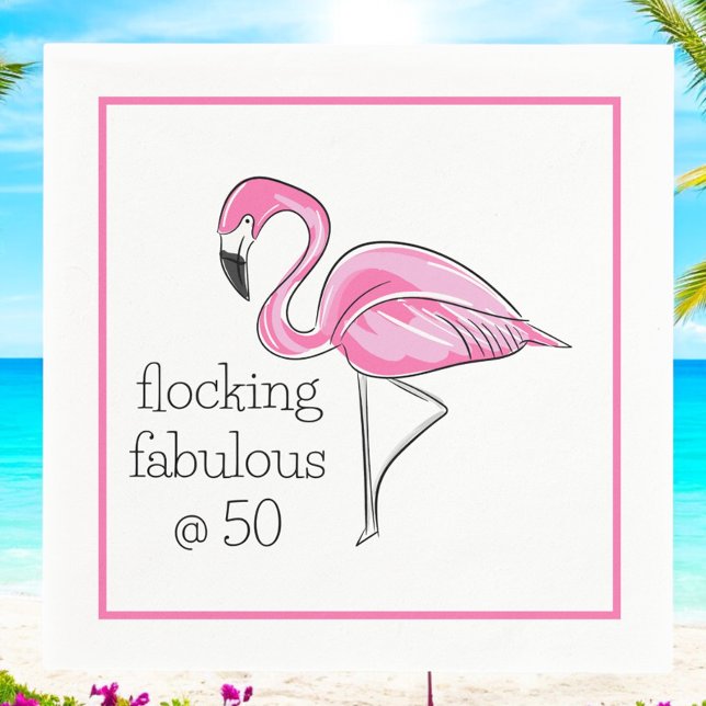 Flockar fantastiskt på 50-årsfesten för Rosa Flami Pappersservett (Skapare uppladdad)