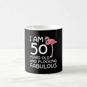 Flockas för födelsedag för Flamingo som 50th ä Kaffemugg