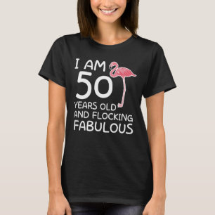 Flockas för födelsedag för Flamingo som 50th ä T Shirt
