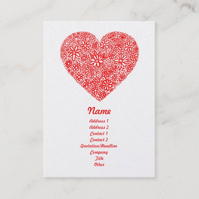 Flockas hjärta - guld - lodrät visitkort (Framsida)