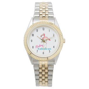 Flockas sagolik typografi med den rosa flamingoen armbandsur