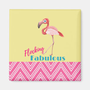 Flockas sagolik typografi med den rosa flamingoen magnet