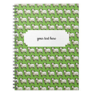 Flocken av Wooly White Sheep Pixel Art Mönster Anteckningsbok