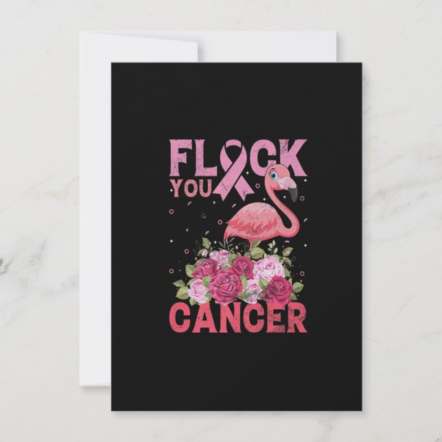 Flockera Rosa Ribbon Flamingo Breast Cance Inbjudningar (Framsida)
