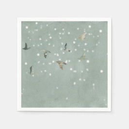 Flocket av fåglar i Snö vattenfärg Pappersservett