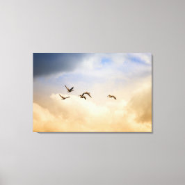 Flocket av fåglar under flygning canvastryck