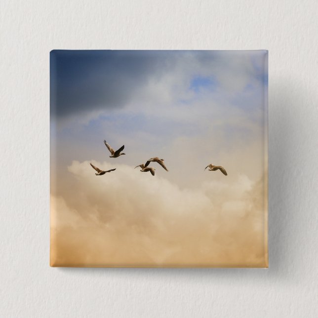 Flocket av fåglar under flygning knapp (Framsida)