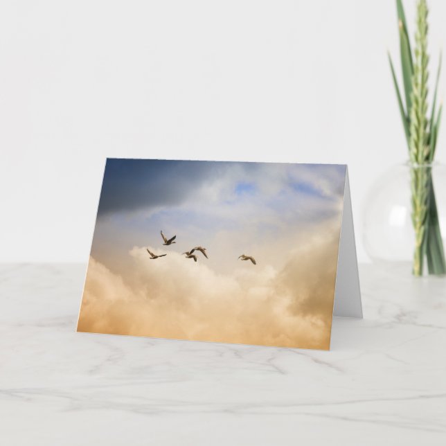 Flocket av fåglar under flygning kort (Framsida)