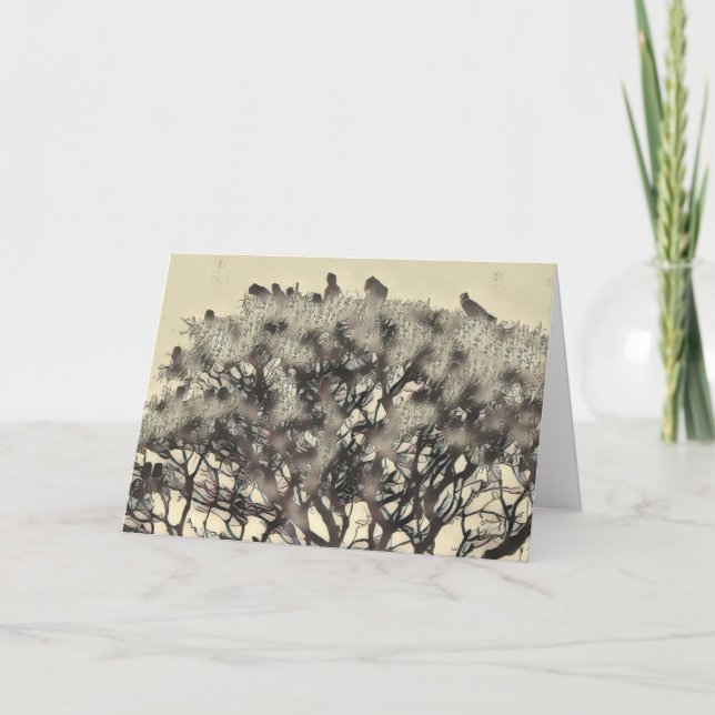 Flockfåglar i träd kort (Framsida)