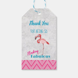 Flocking Fabulous Pun w/ Rosa Flamingo Tack Presentetikett