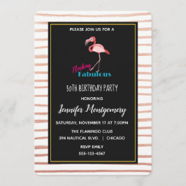 Flocking Fabulous w/ Rosa Flamingo Birthday Inbjudningar
