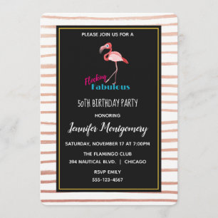 Flocking Fabulous w/ Rosa Flamingo Birthday Inbjudningar