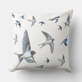 Flockor av sväljande fåglar som flyger kudde