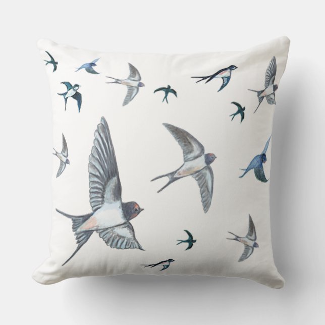 Flockor av sväljande fåglar som flyger kudde (Framsida)