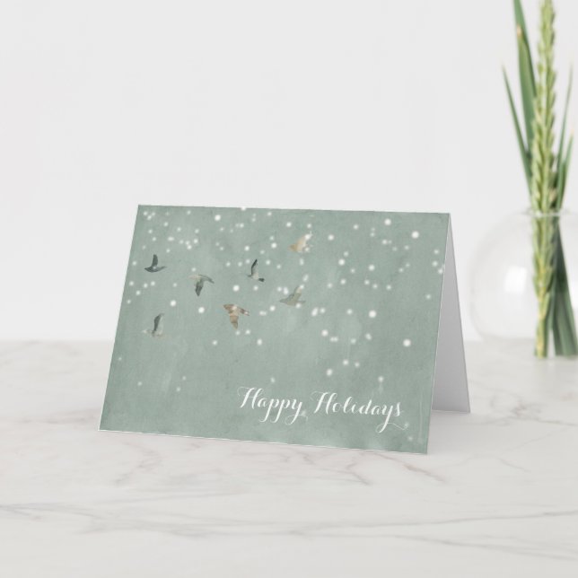Flockor i ett Winter Storm Greeting Card Helgkort (Framsida)