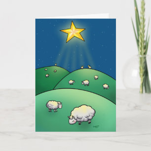 Flockor under julstjärnan helgkort