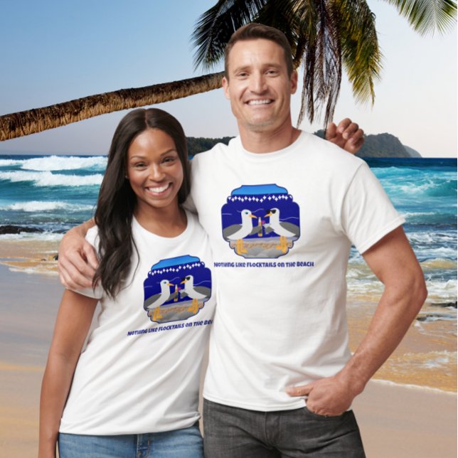 Flocktails på stranden Rolig mås T Shirt (Skapare uppladdad)