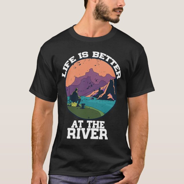 Flod Flytande Citat Liv Camping T Shirt (Framsida)
