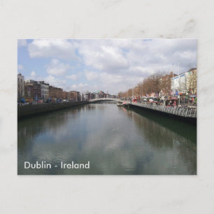 Flod Liffey, Dublin stad, Ireland. Vykort