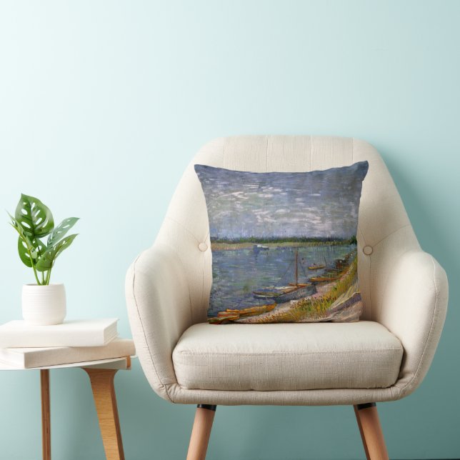 Flod med roddbåtar av Vincent van Gogh Kudde (Stol)