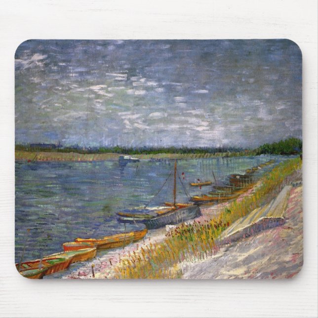 Flod med roddbåtar av Vincent van Gogh Musmatta (Framsidan)