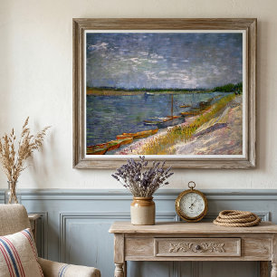 Flod med roddbåtar av Vincent van Gogh Poster