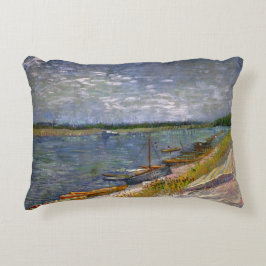 Flod med roddbåtar av Vincent van Gogh Prydnadskudde
