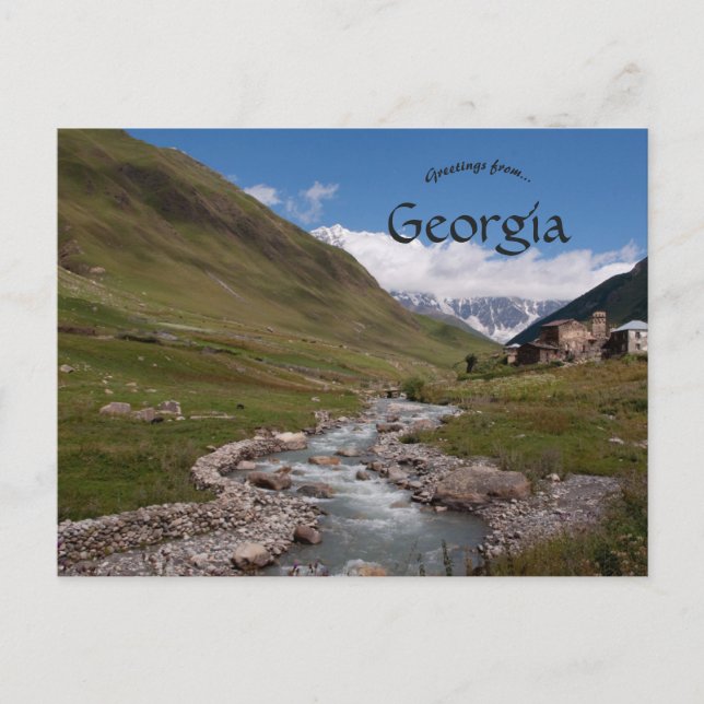 Flod Nära Ushguli Georgien Vykort (Framsida)