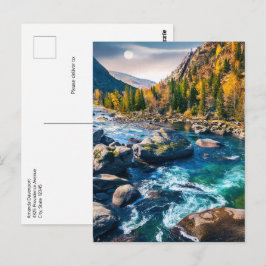 Flod- och bergsutsikt foto vykort