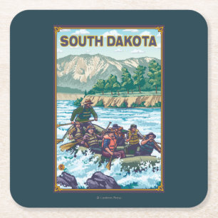 Flod RaftingSouth Dakota Underlägg Papper Kvadrat