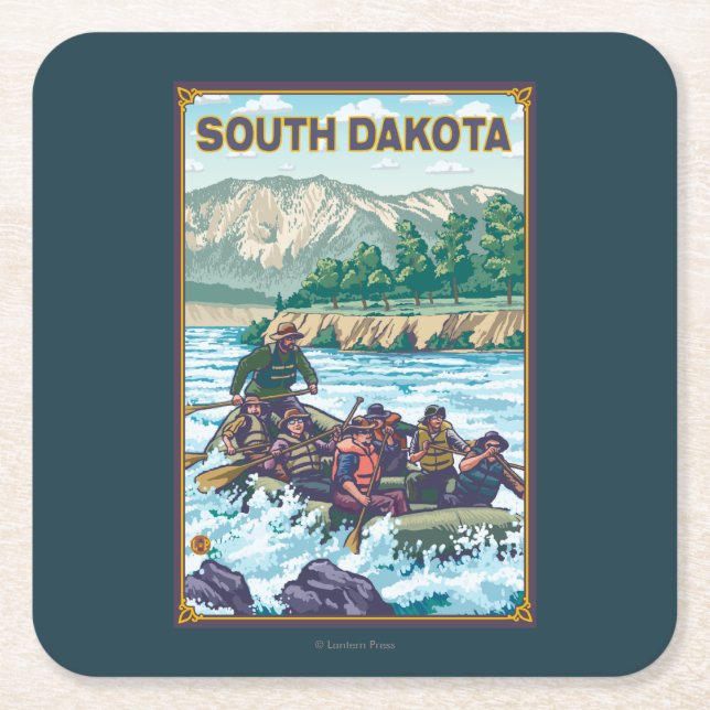 Flod RaftingSouth Dakota Underlägg Papper Kvadrat (Framsidan)