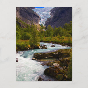 Flod som rinner från Briksdal-glacären Vykort