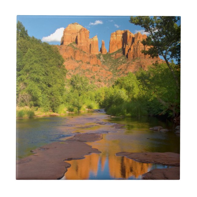 Flod vid Red Rock Crossing, Arizona Kakelplatta (Framsidan)