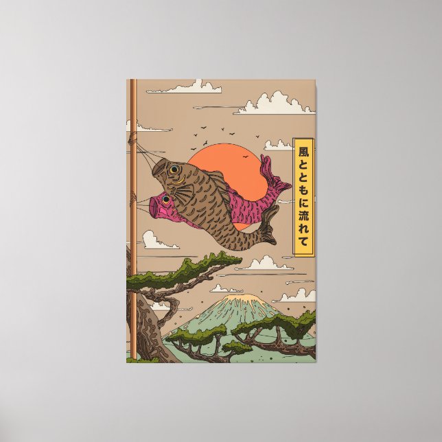 Flöda med vinden Koinobori Canvastryck (Framsida)