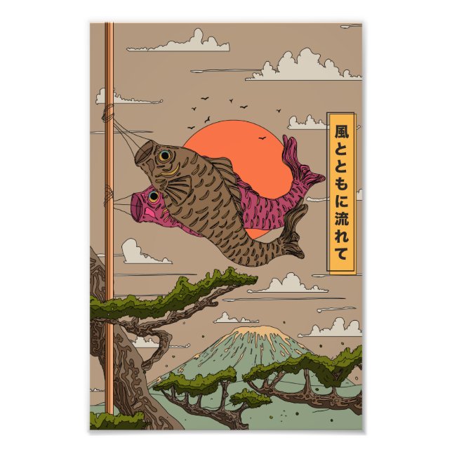 Flöda med vinden Koinobori Fototryck (Framsidan)