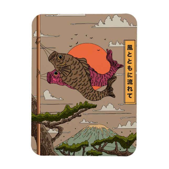 Flöda med vinden Koinobori Magnet (Vertikal)