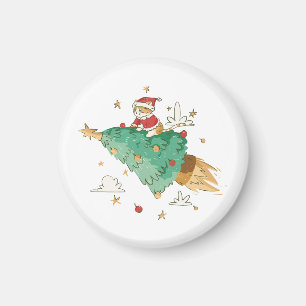 Flödande Julgran Santa Cat Magnet