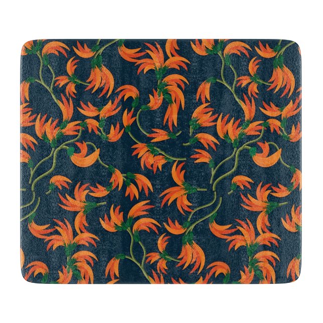 Flödande orange blomster mönster (Framsidan)