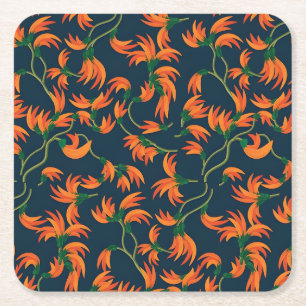 Flödande orange blomster mönster underlägg papper kvadrat